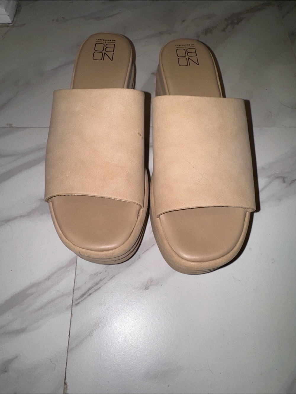 No Boundaries Beige platform Mules
